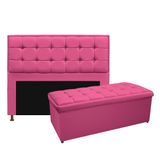 Kit Cabeceira e Calçadeira Copenhague 195 cm King Size Corano Pink AM Decor