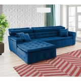 Sofá Retrátil e Chaise Orlando 240x210 azul