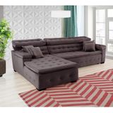 Sofá Retrátil e Chaise Orlando 240x210 marrom