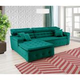 Sofá Retrátil e Chaise Orlando 220x210 verde