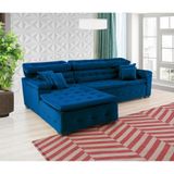 Sofá Retrátil e Chaise Orlando 220x210 azul