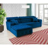 Sofá Retrátil e Chaise Orlando 220x150 azul