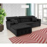 Sofá Retrátil e Chaise Orlando 220x190 preto