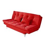 Sofá Cama 3 Lugares Versátil Veludo Vermelho