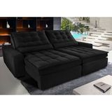 Sofá Retrátil, Reclinável, Molas Ensacadas Cama inBox Gold 2,32m Tecido Suede Velusoft Preto