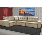 Sofa de Canto Retrátil e Reclinável com Molas Cama inBox Oklahoma 3,45X2,41 ou 2,41X3,45 Bege