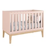 Berço Mini Cama Retrô Square com Pés em Madeira Natural - Rosa
