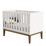 Berço Mini Cama Retrô Square com Pés em Madeira - Branco