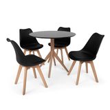 Kit Mesa De Jantar Maitê 80cm Preta 4 Cadeiras Eames Preta