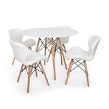 Kit Mesa Jantar Eiffel 80cm Branca 04 Cadeiras Slim Branca