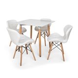 Kit Mesa Jantar Eiffel 80x80 Branca 04 Cadeiras Slim Branca