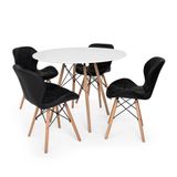 Kit Mesa Jantar Eiffel 80cm Branca 04 Cadeiras Slim Preta