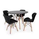Kit Mesa Jantar Eiffel 90cm Preta 04 Cadeiras Slim Preta