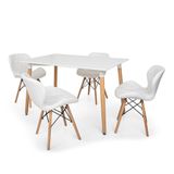 Kit Mesa Jantar Eiffel 120x80 Branca + 04 Cadeiras Slim - Branca