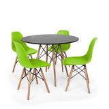 Kit Mesa Eiffel 80cm Preta 04 Cadeiras Charles Eames Verde