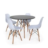 Kit Mesa Eiffel 80cm Preta 4 Cadeiras Charles Eames Branca