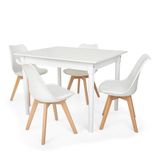 KIt Mesa Robust 110x90 Branca 4 Cadeiras Eames Wood Leda