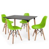 Kit Mesa Eiffel 120x80 Preta 04 Cadeiras Charles Eames Verde