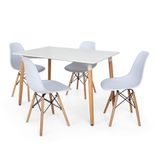 Kit Mesa Eiffel 120x80 Branca 4 Cadeira Charles Eames Branca