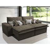 Sofá Retrátil e Reclinável 2,72m com Molas Ensacadas Cama Inbox Supreme Tecido Suede Café
