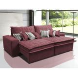 Sofá Retrátil e Reclinável 2,52m com Molas Ensacadas Cama Inbox Supreme Tecido Suede Vinho
