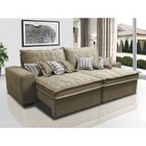 Sofá Retrátil e Reclinável 2,72m com Molas Ensacadas Cama Inbox Supreme Tecido Suede Castor