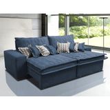 Sofá Retrátil e Reclinável 2,52m com Molas Ensacadas Cama Inbox Supreme Tecido Suede Azul