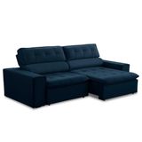 Sofa 2 Lugares Retratil Reclinavel Libano 1,60 M Veludo Azul Marinho