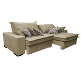 Sofá Retrátil e Reclinável 3,12m com Molas Ensacadas Cama Inbox Supreme Tecido Suede Bege