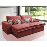 Sofá Retrátil e Reclinável 2,12m com Molas Ensacadas Cama Inbox Supreme Tecido Suede Vermelho