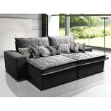 Sofá Retrátil e Reclinável 2,12m com Molas Ensacadas Cama Inbox Supreme Tecido Suede Preto