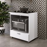 Balcão Forno e Cooktop 5 Bocas Com 01 Gaveteiro Branco Lilies Móveis