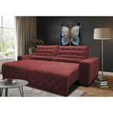 Sofá 2,42m Retrátil e Reclinável com Molas Cama inBox Plus Tecido Suede Velusoft Vermelho