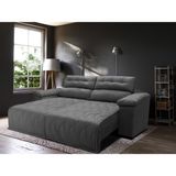 Sofá 2,02m Retrátil e Reclinável com Molas Cama inBox Top Tecido Suede Velusoft Cinza