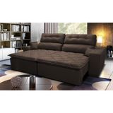 Sofá 2,12m Retrátil e Reclinável com Molas Cama inBox Confort Tecido Suede Velusoft Café