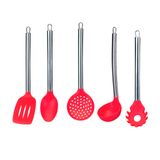 Conjunto de Cozinha c/5 pçs Silicone/Aço Inox Vermelho