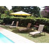 Espreguiçadeira De Piscina Aluminio Tela Sling Reclinável
