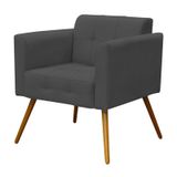 Poltrona Decorativa Pés Palito Ana Suede Cinza - Condor Decor