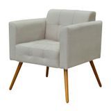 Poltrona Decorativa Pés Palito Ana Suede Bege - Condor Decor