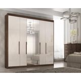 Guarda Roupa Casal Valencia 6 Portas 6 Gav C/ Esp  Chocolate/off White