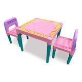 Mesa Mesinha Infantil Com 2 Cadeiras Educativa Tritec Rosa