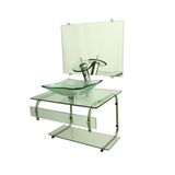 Gabinete de Vidro 60cm Inox com Cuba Quadrada Incolor