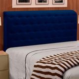 Cabeceira Giovana Cama Box Casal 140 Cm Suede Azul Marinho