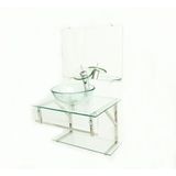 Gabinete de Vidro 60cm Inox com Cuba Redonda Incolor