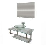 Gabinete de Vidro 90cm Inox com Cuba Redonda Incolor