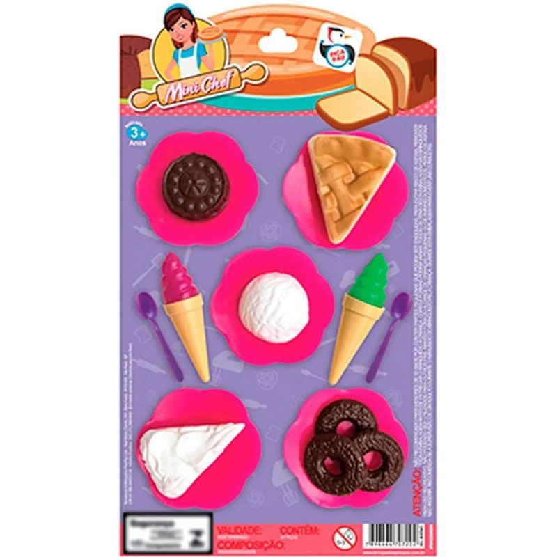 Kit Comidinhas Mini Chef Doces De Brinquedo Sorvete Infantil