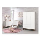 Kit Quarto Infantil Square Branco - Berço + Cômoda com Porta + Guarda-roupa 3 portas