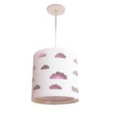 Lustre Pendente Infantil Nuvem Branco E Rosa Bivolt 25x25cm