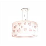 Lustre Infantil Pendente Coração Duplo Branco 30x16cm