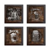 Quadro Decorativo com Moldura Cerveja Artístico - Kit De 4